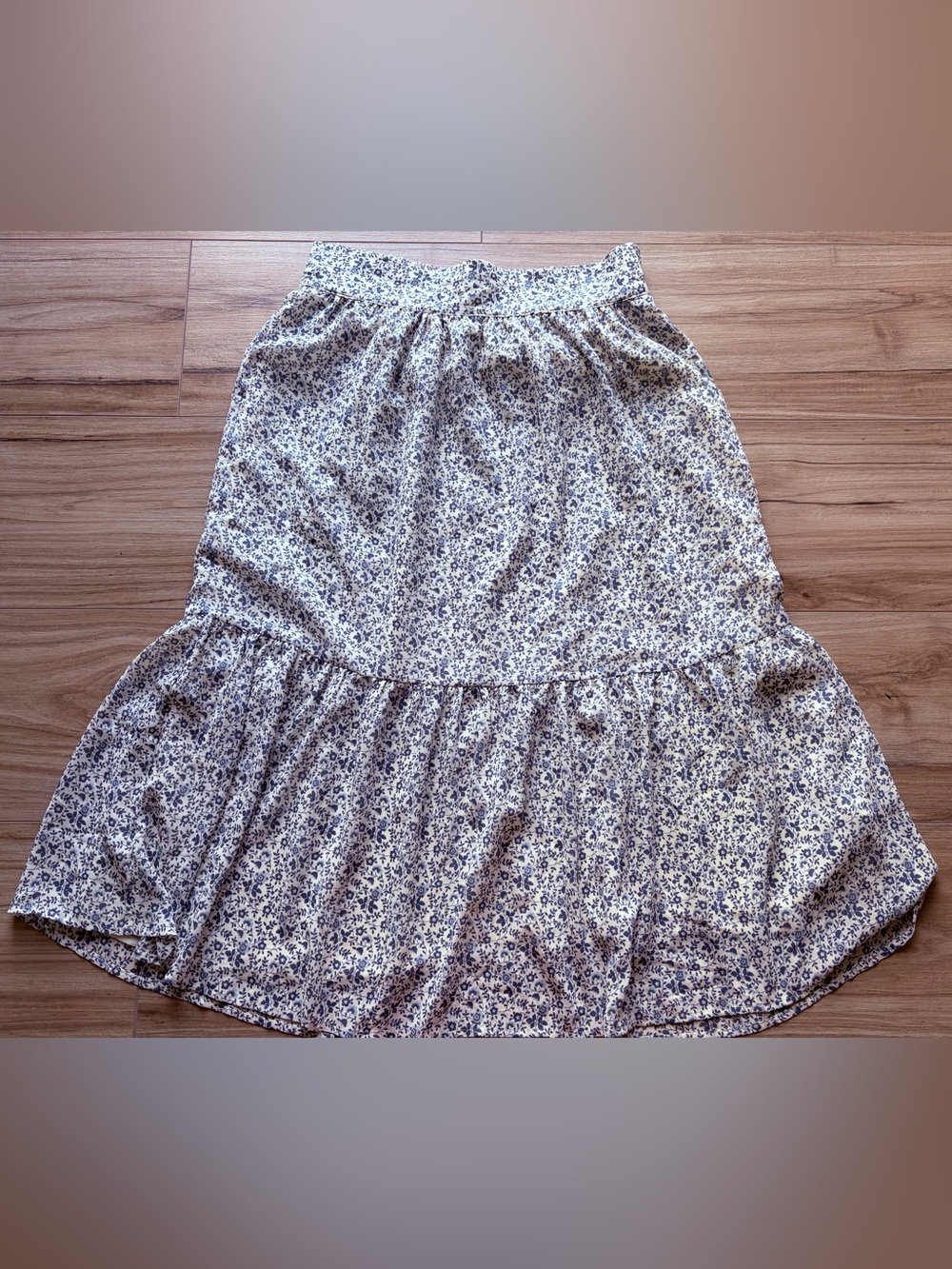 Madewell Blue Floral Tiered Midi Skirt Size Medium Cottagecore